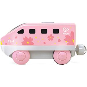 Играчка Hape Междуградски локомотив с батерия - розов