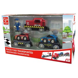 Комплект Hape Влакче с автовоз и 2 колички
