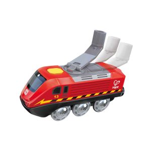 Играчка Hape Захранващ енергиен влак с манивела и USB - червен