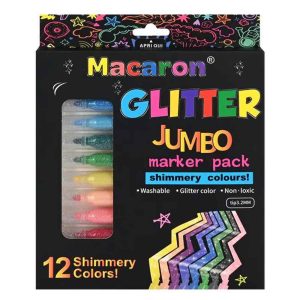 Цветни флумастери с брокат Macaron - 12 цвята
